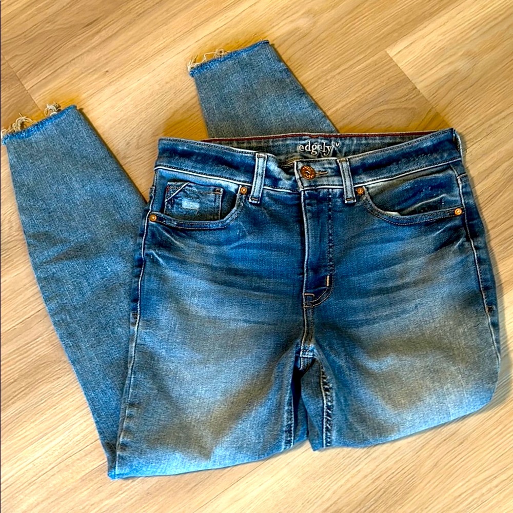 Edgely Repreve Denim High Rise Super Skinny Blue Jeans 10-Ankle Casual Classic